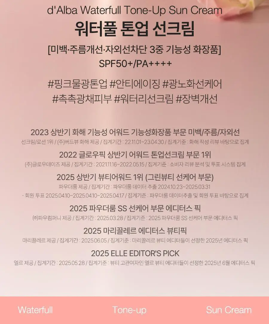[핑크윤광썬] 달바 핑크 톤업 선크림 50ml 상세페이지 12